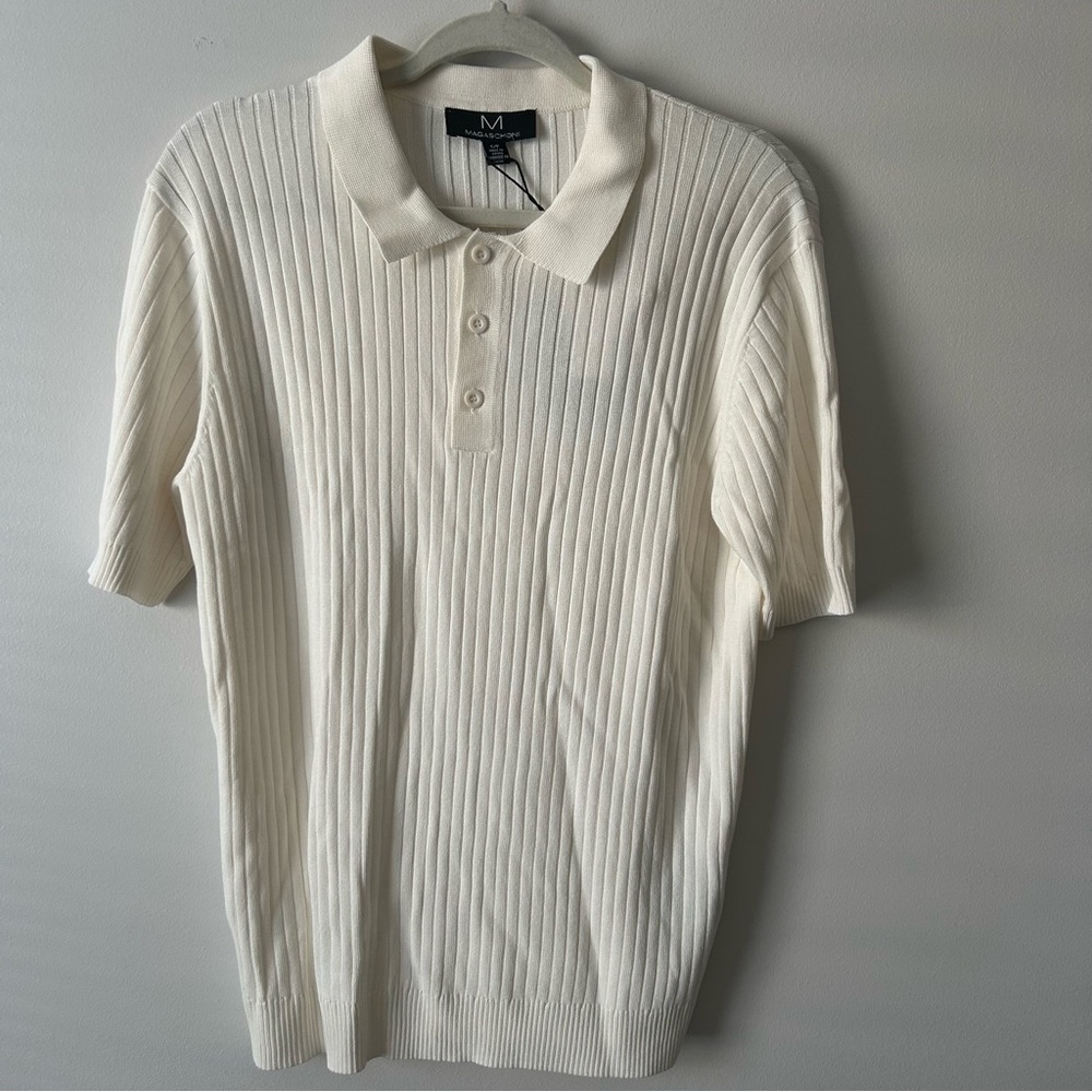 Magaschoni Men's Cream Polo Shirt